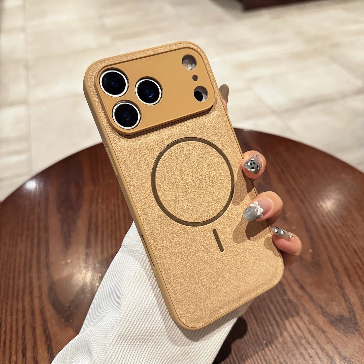 Luxury Leather for Magsafe Magnetic Case for Iphone 17 Air 16 15 14 13 12 11 Pro Max plus Wireless Charging Lens Protector Cover