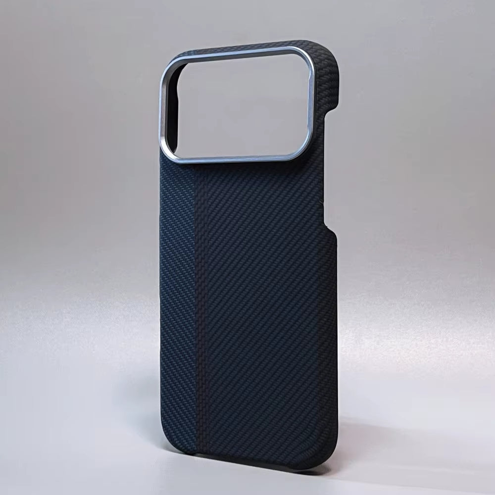 Luxury Carbon Fiber Slim Case for Iphone 17 13 14 15 16 Pro Max Shockproof Alloy Lens Camera Protective Ultra Thin Hard PC Cover