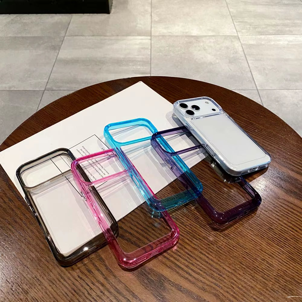 Space TPU Clear Phone Case for Iphone 17 17 Air 16E 16 plus Pro Max Shockproof Acrylic Armor Cover Colorful Frame Bumper Shell