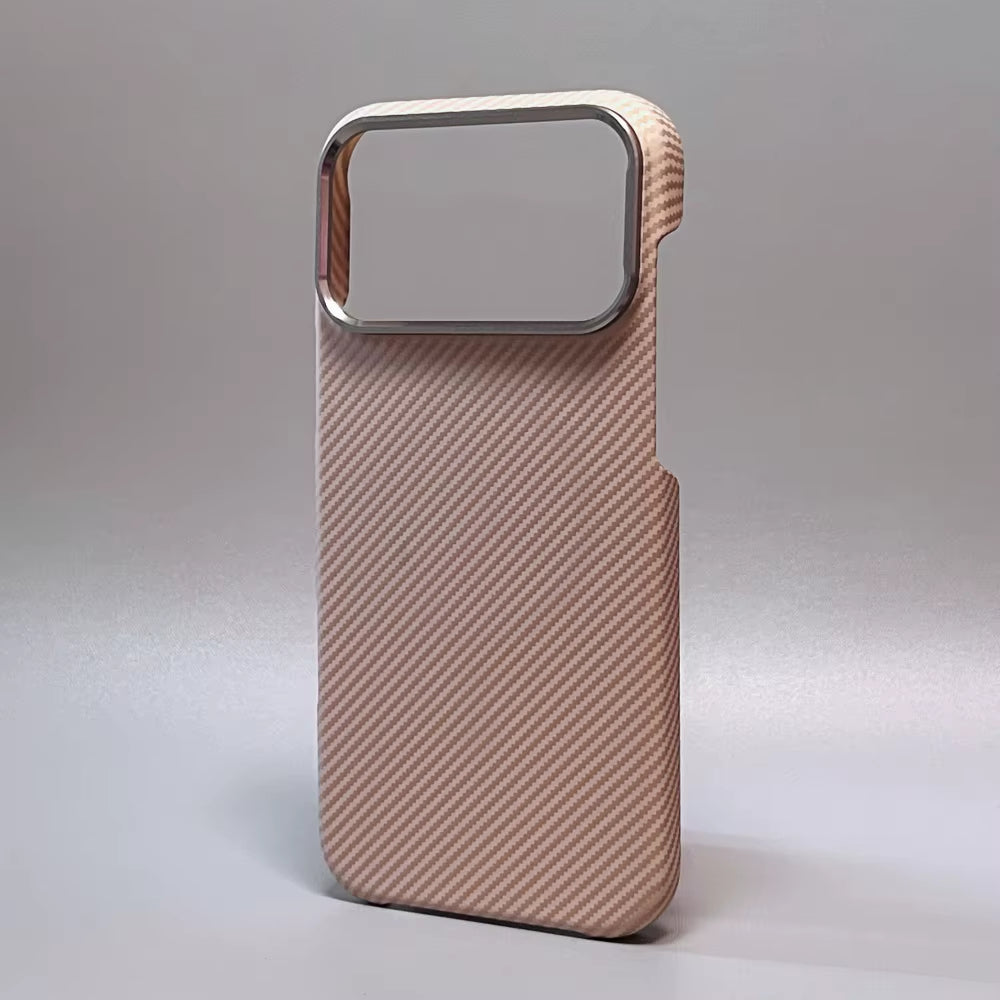 Luxury Carbon Fiber Slim Case for Iphone 17 13 14 15 16 Pro Max Shockproof Alloy Lens Camera Protective Ultra Thin Hard PC Cover
