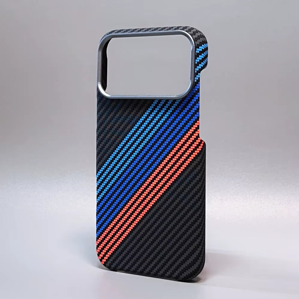 Luxury Carbon Fiber Slim Case for Iphone 17 13 14 15 16 Pro Max Shockproof Alloy Lens Camera Protective Ultra Thin Hard PC Cover