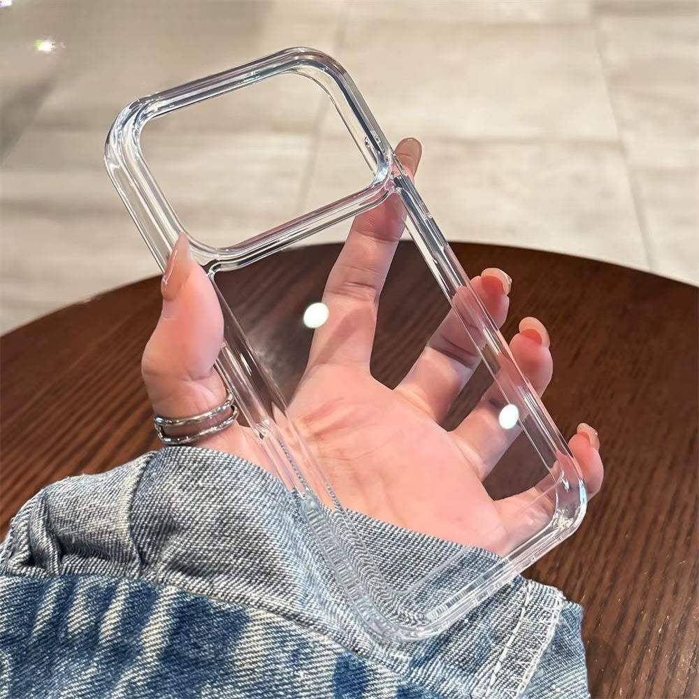 New Transparent Acrylic Clear Case for Iphone 17 Pro Max 16 plus 11 12 13 14 15 16 Pro Max plus Xs Max Xr Air Metal Button Cover