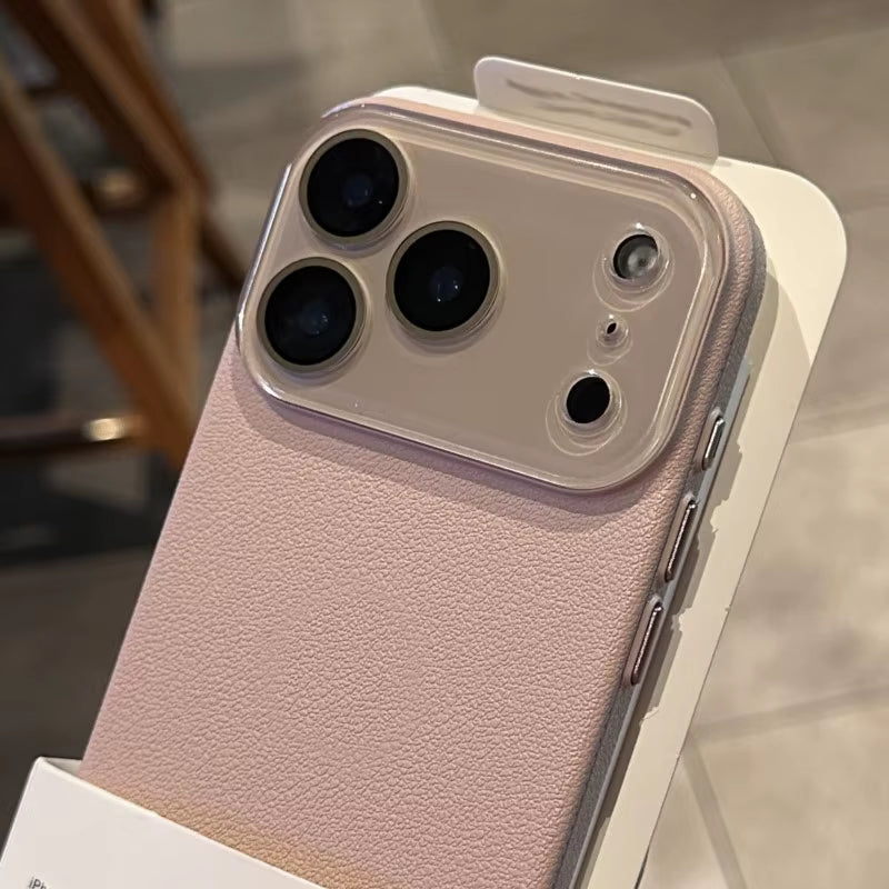 Luxury Leather Texture Silicone Case for Iphone 17 Air 16 15 14 plus 13 12 Pro Max Glass Camera Lens Protection Shockproof Cover