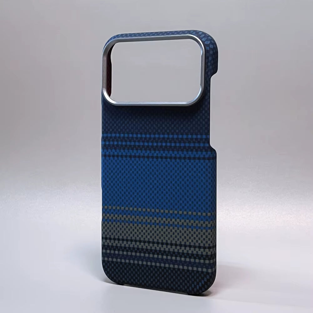 Luxury Carbon Fiber Slim Case for Iphone 17 13 14 15 16 Pro Max Shockproof Alloy Lens Camera Protective Ultra Thin Hard PC Cover