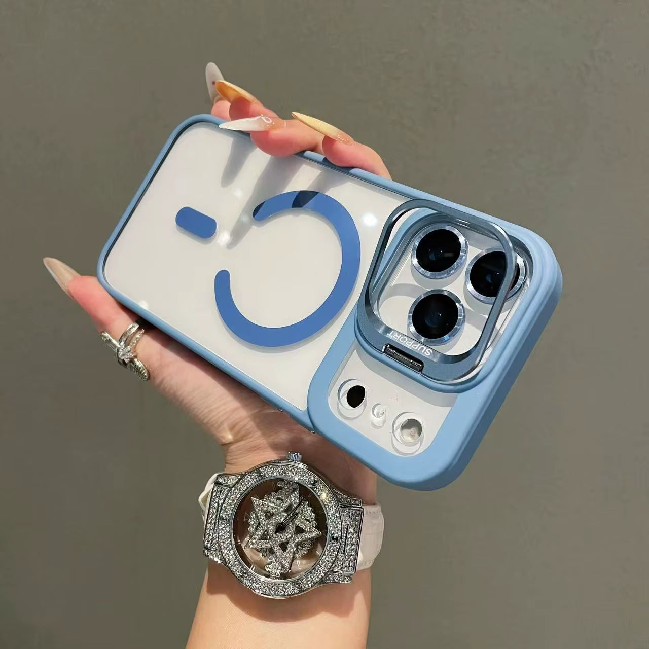 New Luxury Transparent Magnetic Magsafe Case for Iphone 17Air Promax 17 Pro Max 17Pro Lens Holder Protect Clear Shockproof Cover