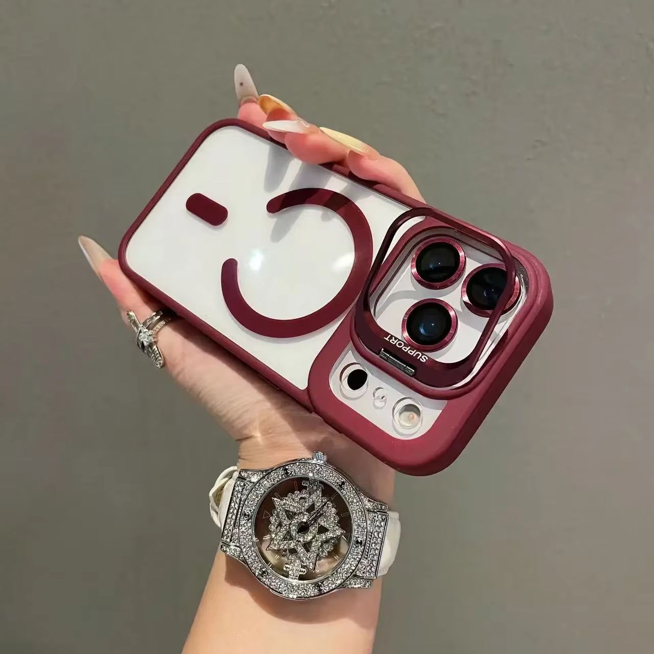 New Luxury Transparent Magnetic Magsafe Case for Iphone 17Air Promax 17 Pro Max 17Pro Lens Holder Protect Clear Shockproof Cover