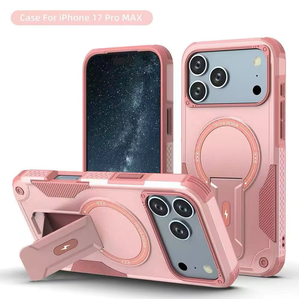 Luxury Magsafe Stand Invisible Phone Case for Iphone 17 16 15 14 11 13 12 Pro Max plus Wireless Charging Hard Anti-Fall Cover