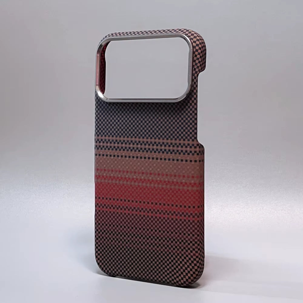 Luxury Carbon Fiber Slim Case for Iphone 17 13 14 15 16 Pro Max Shockproof Alloy Lens Camera Protective Ultra Thin Hard PC Cover