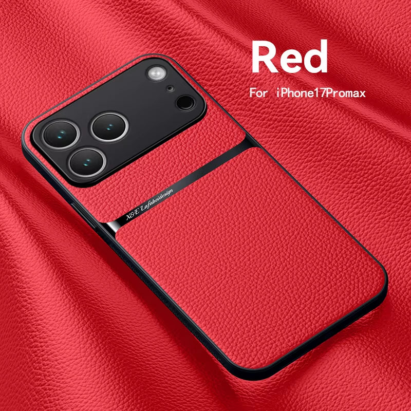 Magnetic Leather Phone Case for Iphone 17 16 13 12 11 Pro Max Cases for Iphone 17 Air 15 14 Pro Max 16 plus Lens Protector Cover
