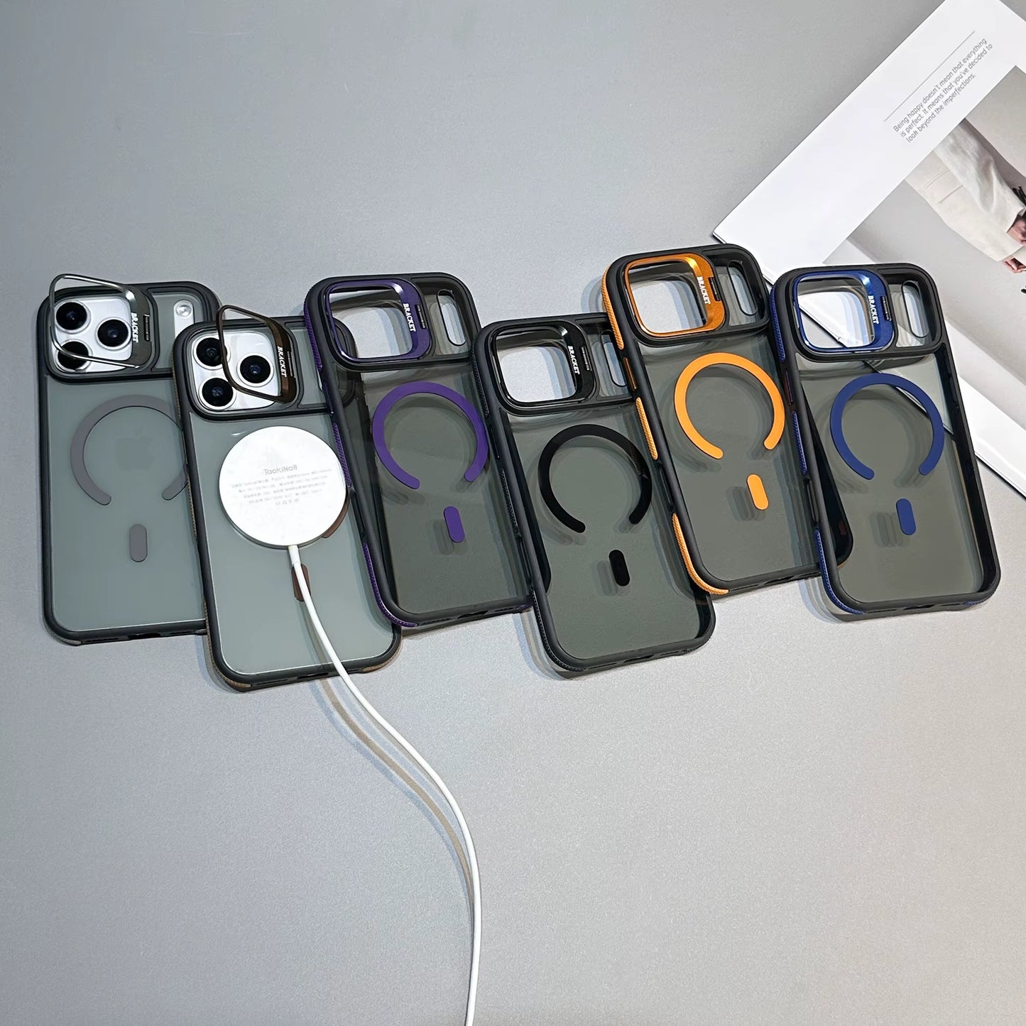 Luxury Matte Transparent Magsafe Kickstand Stand Phone Case for Iphone 17 Air 16 15 14 plus 13 12 11 17 Pro Max Magnetic Cover