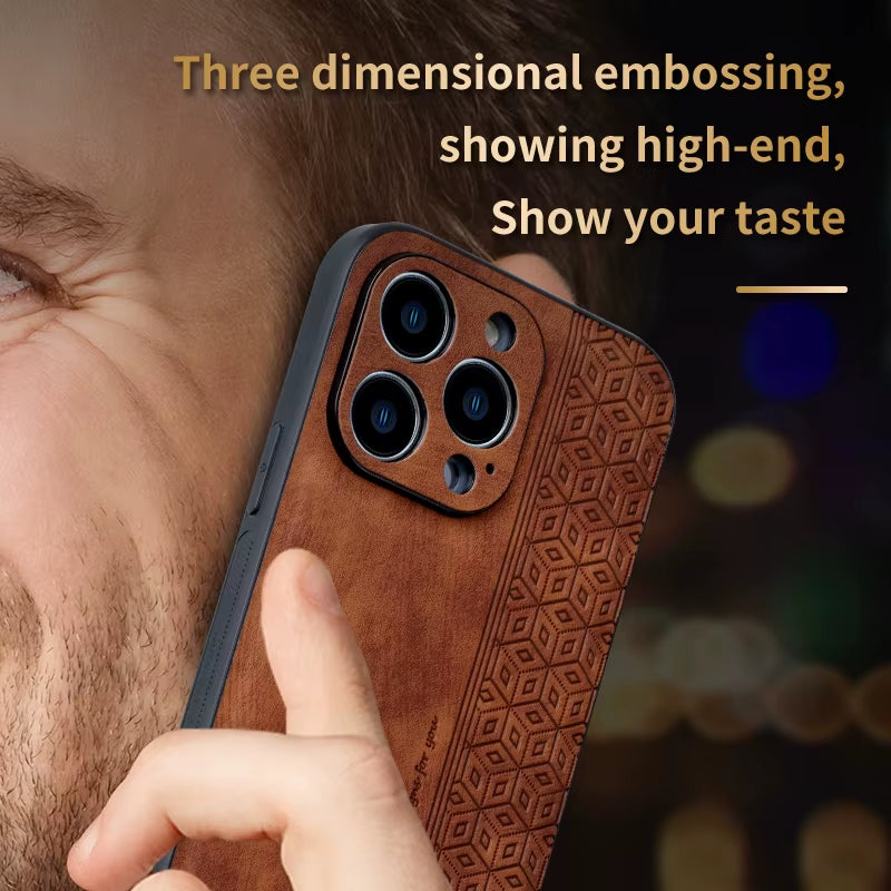Shockproof Leather Phone Case for Iphone 17 16 15 13 11 14 12 Pro Max 17 Air Business Style Cover for Iphone 16 15 14 plus Funda