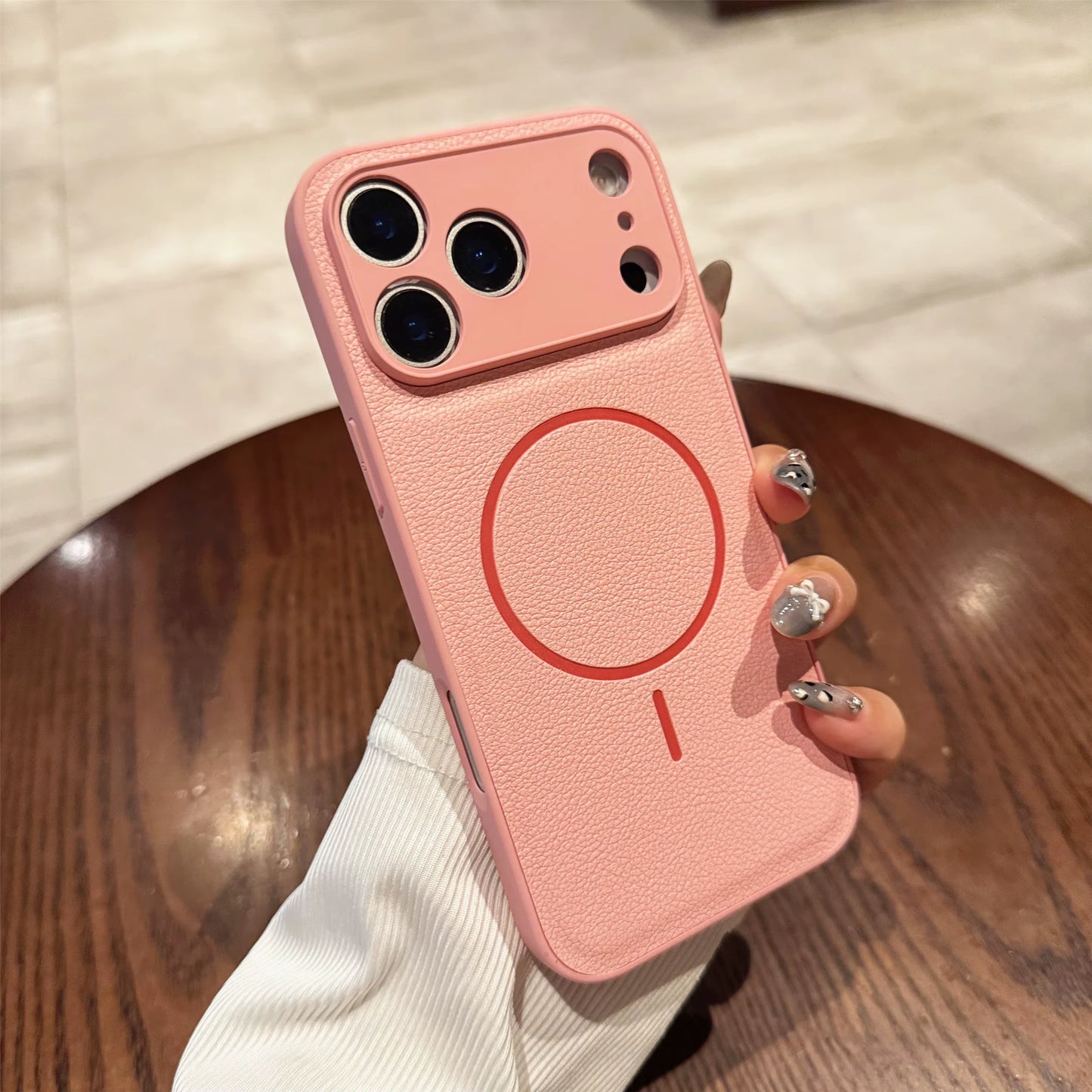 Luxury Leather for Magsafe Magnetic Case for Iphone 17 Air 16 15 14 13 12 11 Pro Max plus Wireless Charging Lens Protector Cover