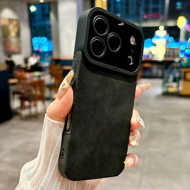 Luxury Leather Lambskin Shockproof Phone Case for Iphone 17 16 Pro Max 17Air 15 14 plus 13 12 11 XS Max X XR 7 8 SE2 Matte Cover