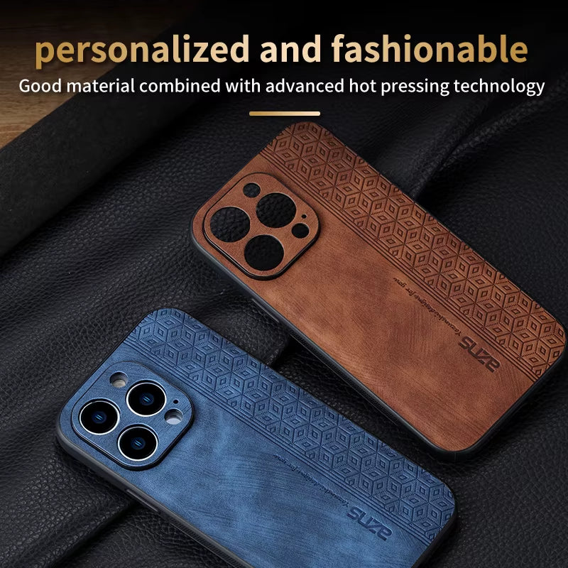 Shockproof Leather Phone Case for Iphone 17 16 15 13 11 14 12 Pro Max 17 Air Business Style Cover for Iphone 16 15 14 plus Funda