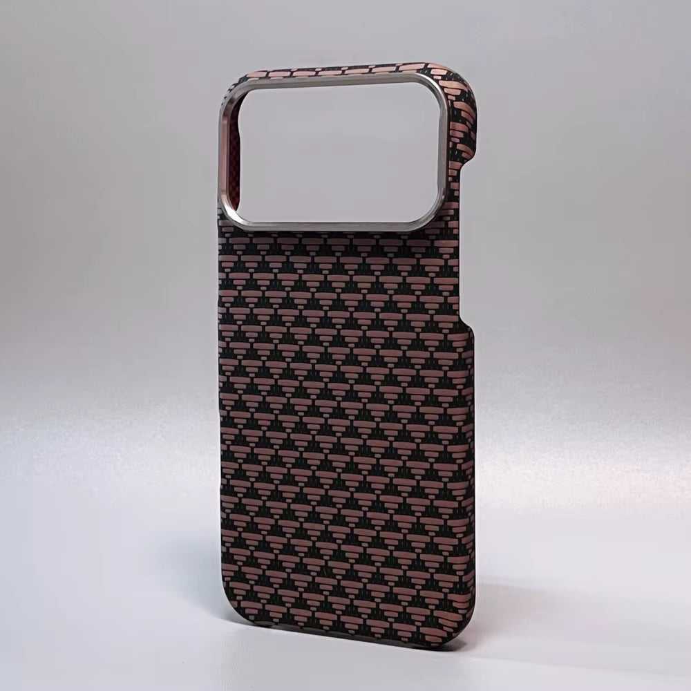 Luxury Carbon Fiber Slim Case for Iphone 17 13 14 15 16 Pro Max Shockproof Alloy Lens Camera Protective Ultra Thin Hard PC Cover