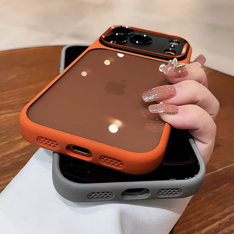 Luxury Transparent Metal Ring Camera Protection Case for Iphone 13 14 15 16 plus 17 Pro Max Air Shockproof Hybrid Acrylic Cover