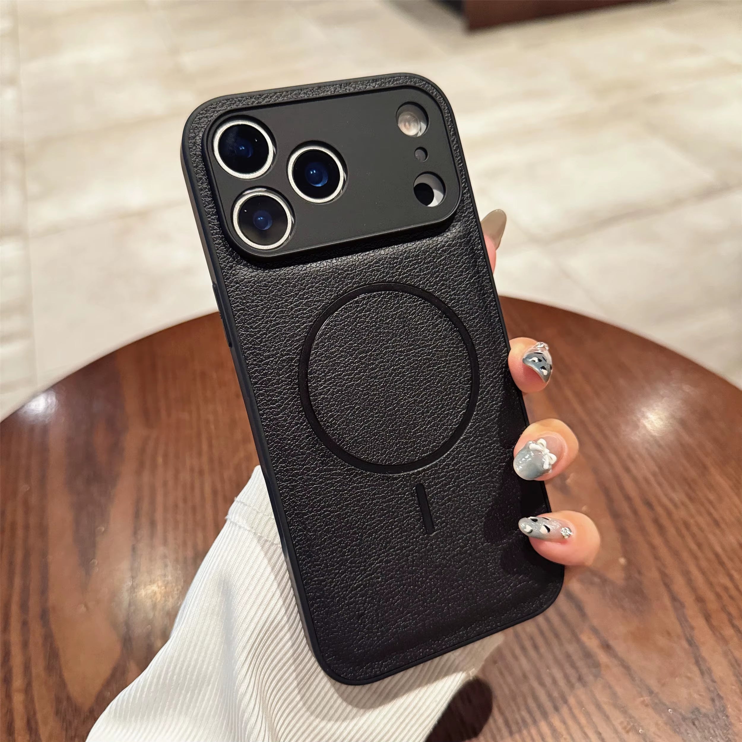 Luxury Leather for Magsafe Magnetic Case for Iphone 17 Air 16 15 14 13 12 11 Pro Max plus Wireless Charging Lens Protector Cover