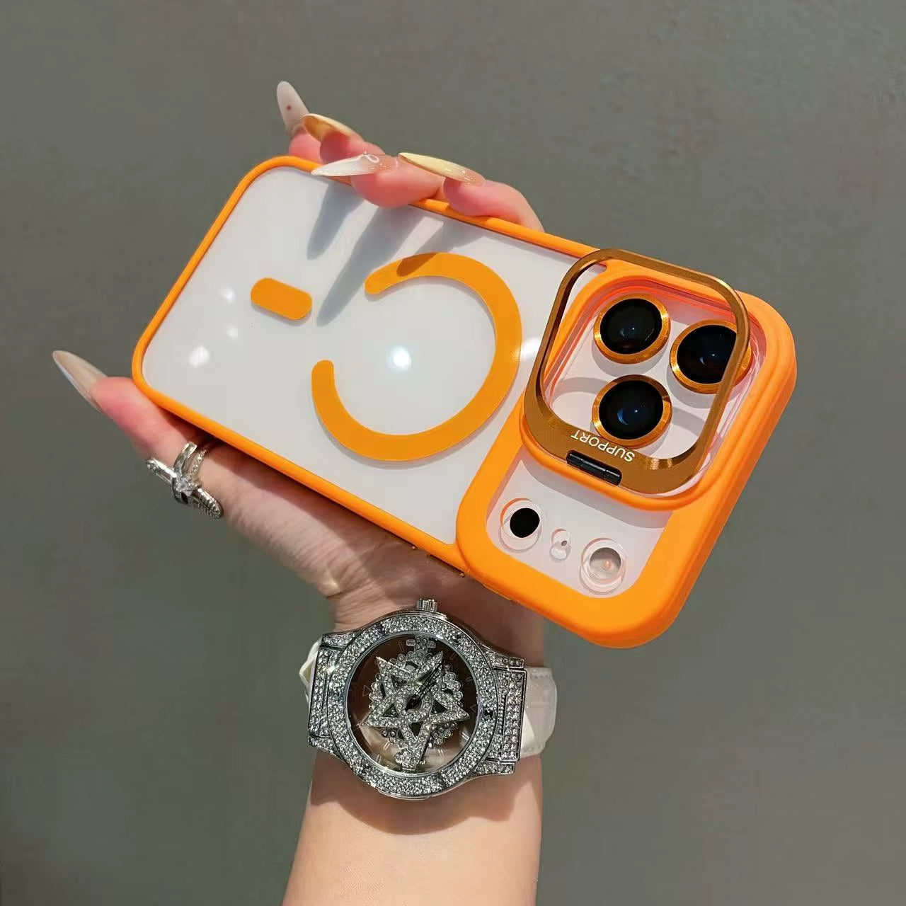 New Luxury Transparent Magnetic Magsafe Case for Iphone 17Air Promax 17 Pro Max 17Pro Lens Holder Protect Clear Shockproof Cover