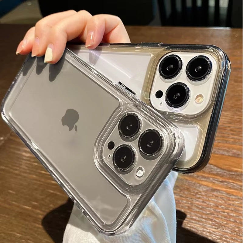 New Transparent Acrylic Clear Case for Iphone 17 Pro Max 16 plus 11 12 13 14 15 16 Pro Max plus Xs Max Xr Air Metal Button Cover