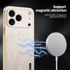 Plating Gold Silk Skin Case for Iphone 17 16E Full Protection Shell Leather Shockproof Cover