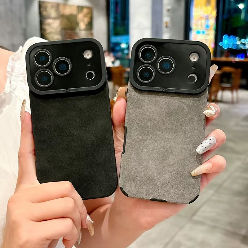 Luxury Leather Lambskin Shockproof Phone Case for Iphone 17 16 Pro Max 17Air 15 14 plus 13 12 11 XS Max X XR 7 8 SE2 Matte Cover