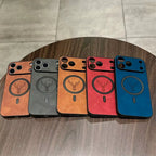 For Magsafe Leather Deer Shockproof Phone Cases for Iphone 17 plus Air Magnetic Wireless Charge Cover