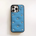 Simple Leather Full Screen Stereoscopic Silver Stars Shockproof Protective Phone Cover Case for Iphone 17