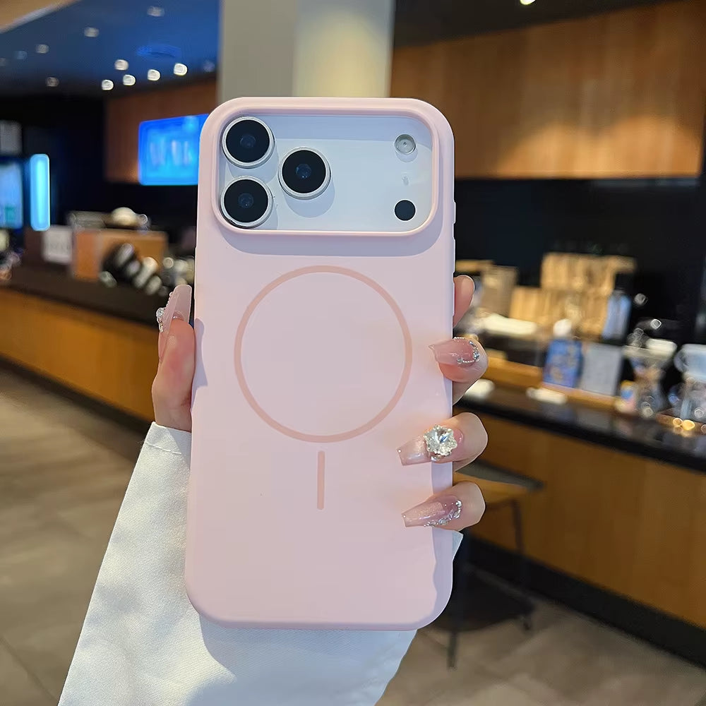 Luxury Fluorescence Bright Color Silicone Phone Case for iPhone 17 Air 16 15 Pro Max plus Mag safe Magnetic Soft Cover