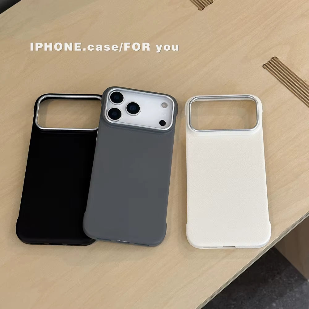 Frameless PU Leather 17 Promax Ultra Thin Phone Case for Iphone 14 15 16 Pro Max 17Air Matte Shockproof Back Cover for 17Pro 17