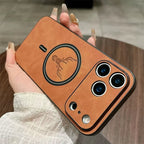 For Magsafe Leather Deer Shockproof Phone Cases for Iphone 17 plus Air Magnetic Wireless Charge Cover