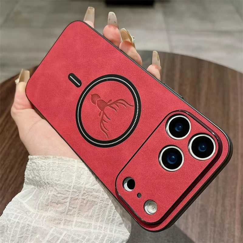 For Magsafe Leather Deer Shockproof Phone Cases for Iphone 17 plus Air Magnetic Wireless Charge Cover