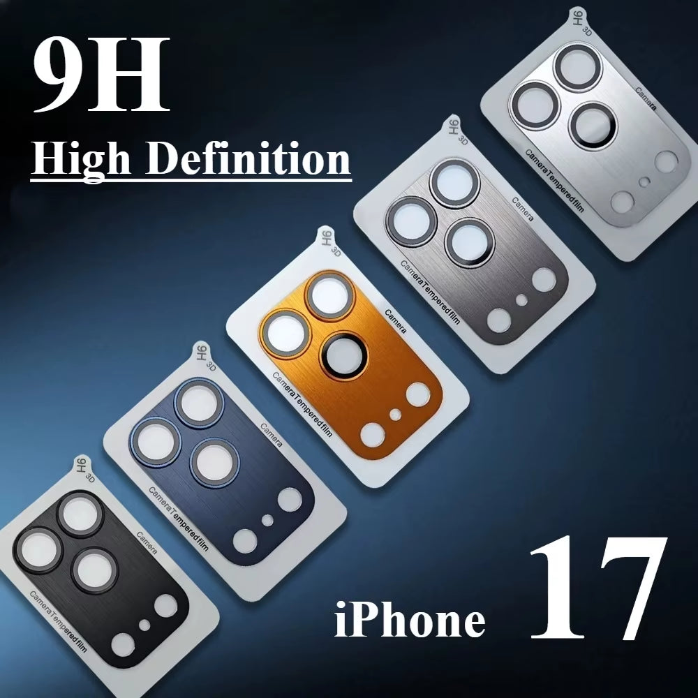 9H HD Armor Camera Lens Protector for Iphone 17 Pro 17 Pro Max Aluminum Metal Ring Lens Tempered Glass Film Case Cap
