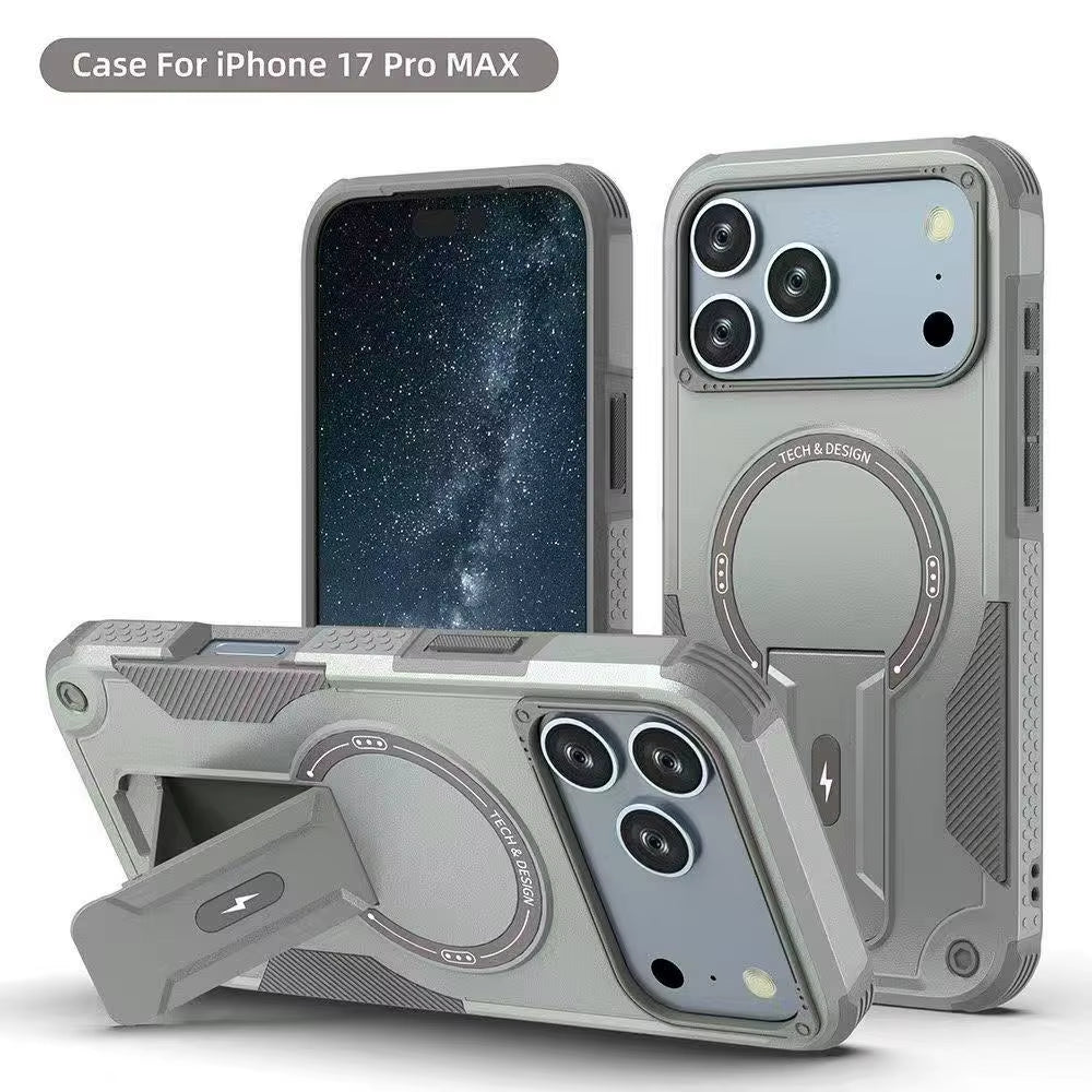 Luxury Magsafe Stand Invisible Phone Case for Iphone 17 16 15 14 11 13 12 Pro Max plus Wireless Charging Hard Anti-Fall Cover