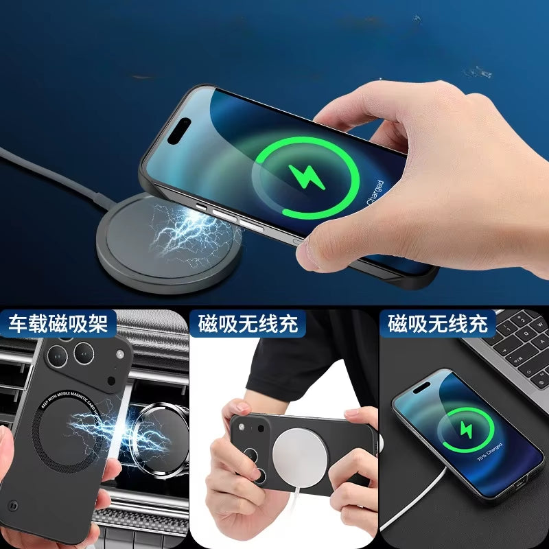 For Iphone 17 Pro Max Case for Magsafe Magnetic Frameless Hard PC Phone Case for Iphone 17 Air 17Pro 16E Shockproof Matte Cover
