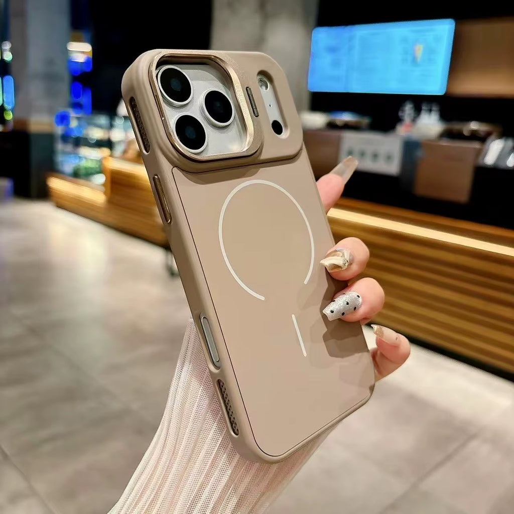 Luxury Silicone Heat Dissipation Shockproof Cover for Iphone 17 Air 17 16 15 14 13 12 Pro Max Lens Holder Magnetic Phone Case