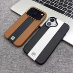 HOCE Splicing Leather Magnetic Case for Iphone 17 Air 16 15 14 13 Pro Max for Magsafe Wireless Charging Shockproof Hard Cover