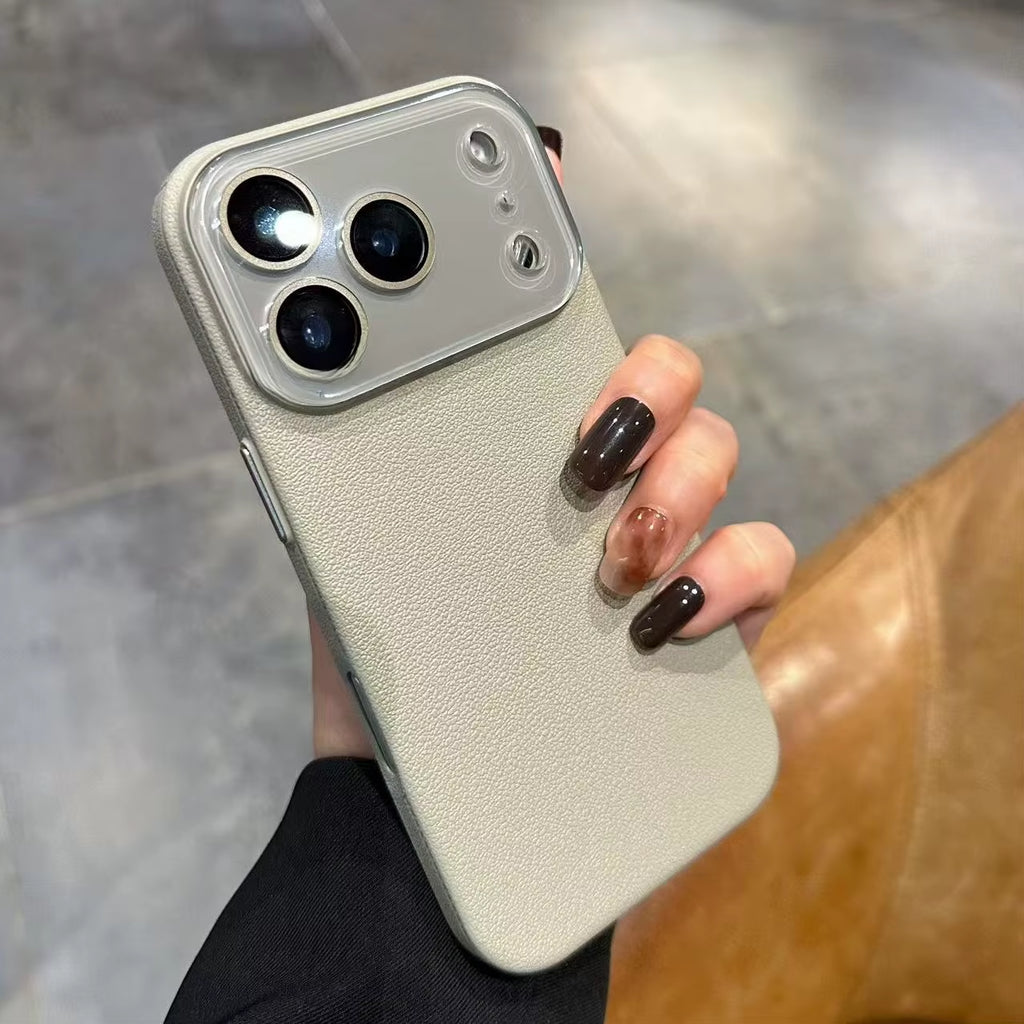 Business PU Leather Glass Camera Protection Case for Iphone 17 Pro Max Air Shockproof Cover for Iphone 13 12 11 14 15 16 Pro Max