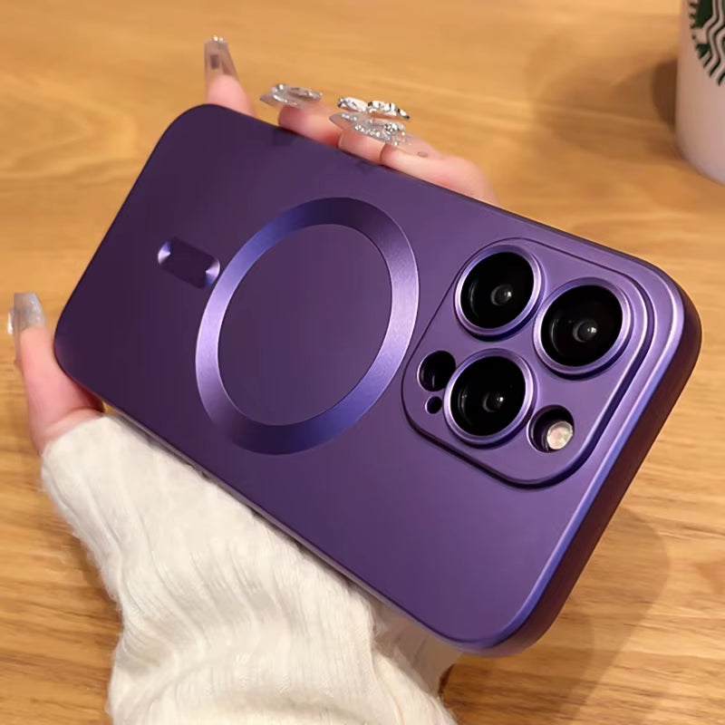 Luxury Matte Magnetic Phone Case for Iphone 17 13 12 11 16 Pro Max 15 14 plus 16E 17 Air for Magsafe Charge Lens Protector Cover