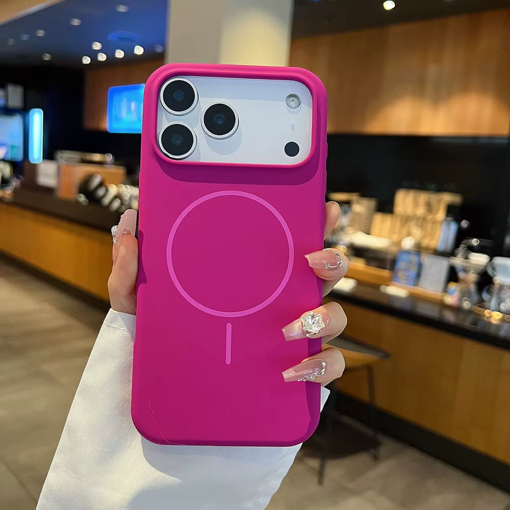 Luxury Fluorescence Bright Color Silicone Phone Case for iPhone 17 Air 16 15 Pro Max plus Mag safe Magnetic Soft Cover