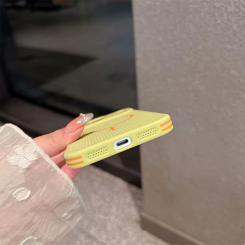 Heat Dissipation Mesh for Magsafe Magnetic Wireless Charge Case for Iphone 17 Air 16 15 14 13 12 Pro Max Breathable Armor Cover