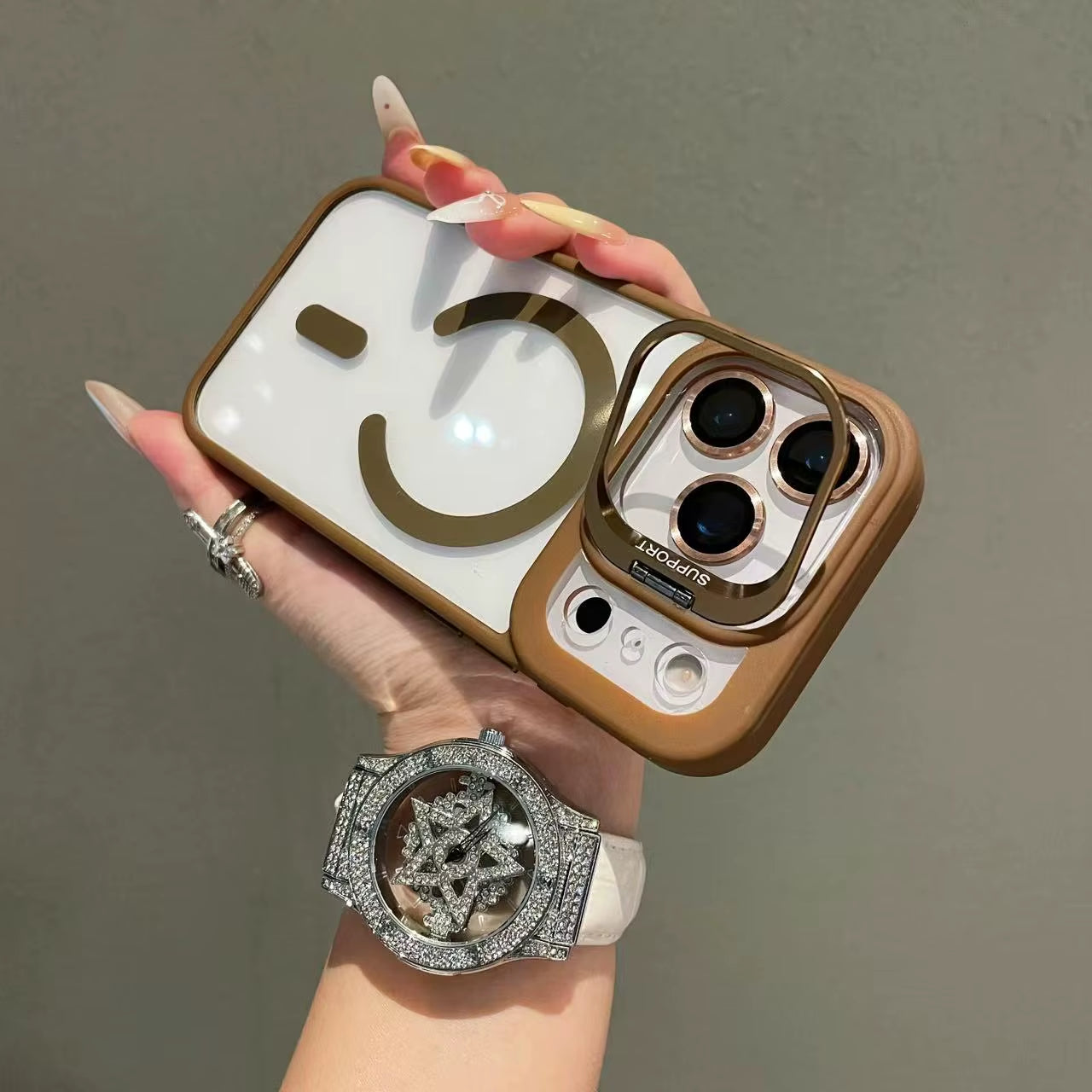 New Luxury Transparent Magnetic Magsafe Case for Iphone 17Air Promax 17 Pro Max 17Pro Lens Holder Protect Clear Shockproof Cover