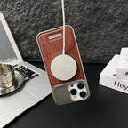 Frameless Metal Magnetic Cover for Iphone 17 Pro Max 16 15 14 plus 13 12 Magsafe Case Wood Grain Leather Thin Hard Shell Bumper