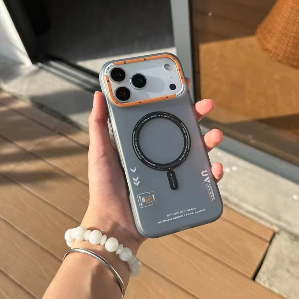 Matte Magnetic Phone Case for Iphone 17 16 15 13 14 Pro Max Magsafe Wireless Charge Frosted Back Metal Lens Frame Buttons Cover