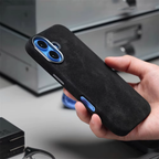 Luxury Alloy Len Frame Fiber Leather Magnetic Case for Iphone 17 16 Pro Max 15 for Magsafe Retro Shockproof Cover Funda