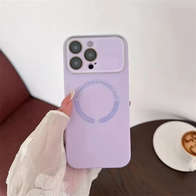 Large Window Glass Lens Protection for Magsafe Case for Iphone 17 16 14 13 15 Pro Max Magnetic Candy Shockproof Silicone Cover
