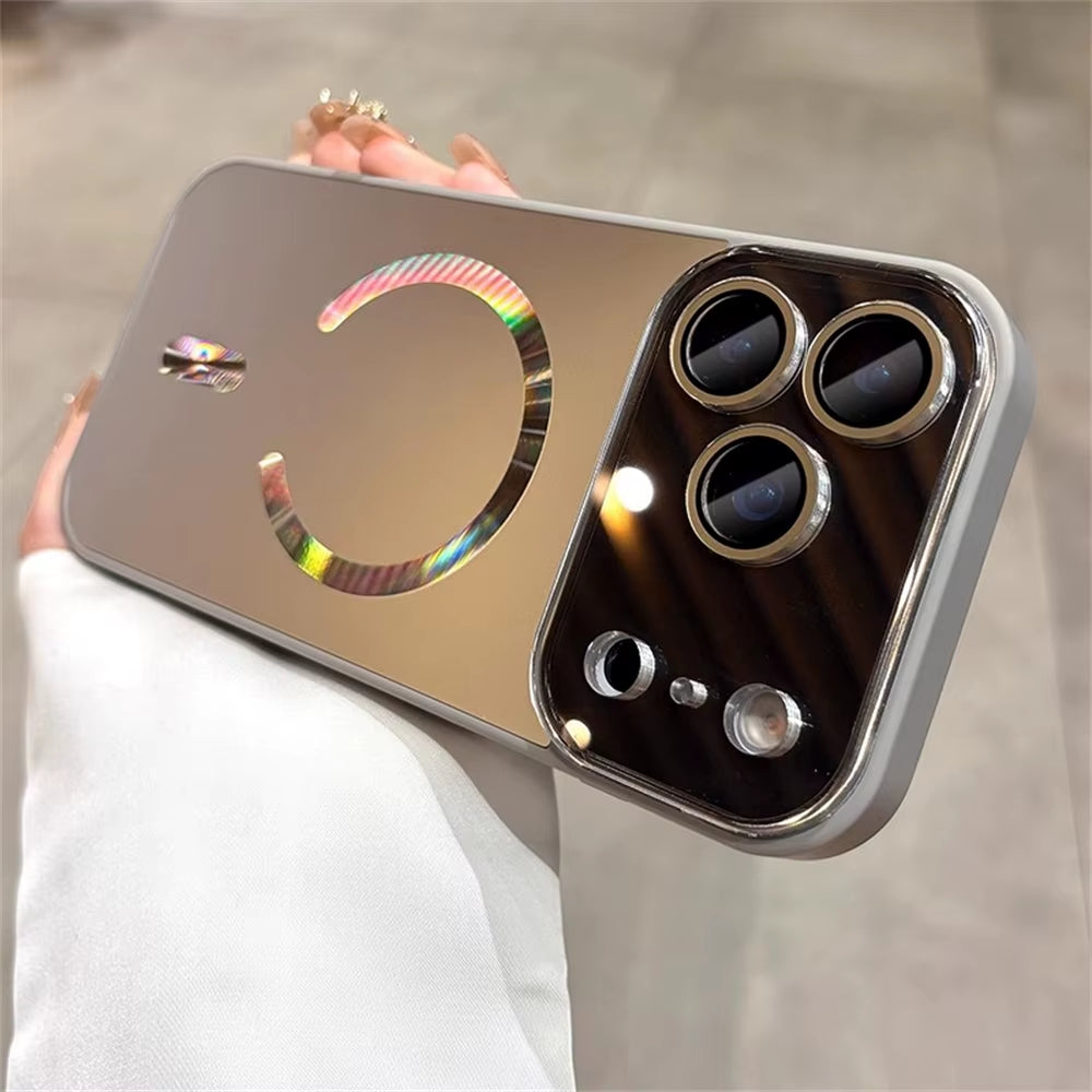 Laser Large Window Camera Matte Glass Protect for Magsafe Case for Iphone 17 16 15 14  Pro Max Magnetic Wireless Charge Cover