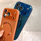 Laser Large Window Camera Matte Glass Protect for Magsafe Case for Iphone 17 16 15 14  Pro Max Magnetic Wireless Charge Cover