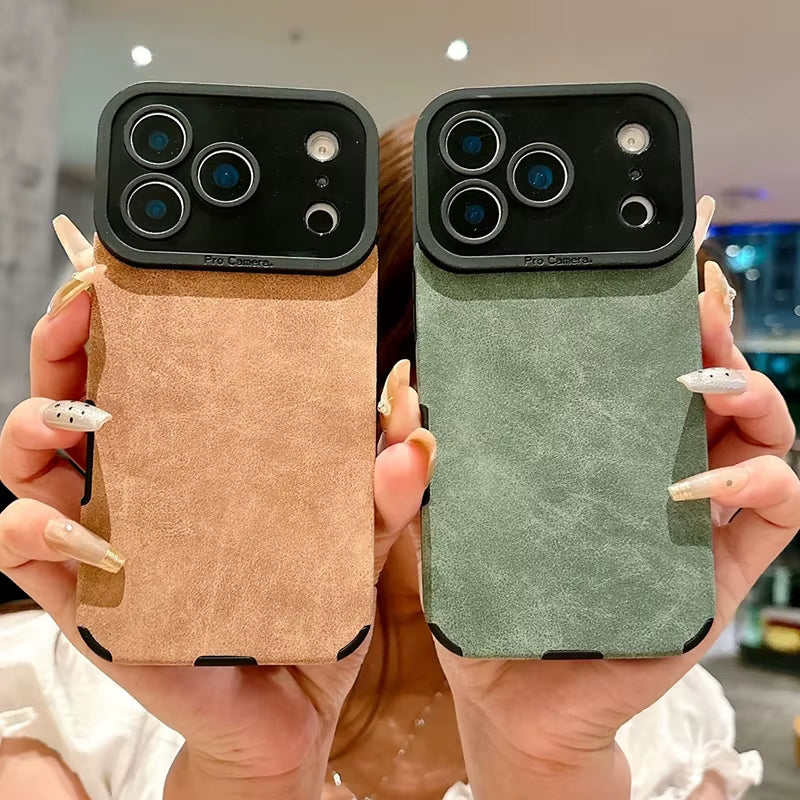 Luxury Leather Lambskin Shockproof Phone Case for Iphone 17 16 Pro Max 17Air 15 14 plus 13 12 11 XS Max X XR 7 8 SE2 Matte Cover