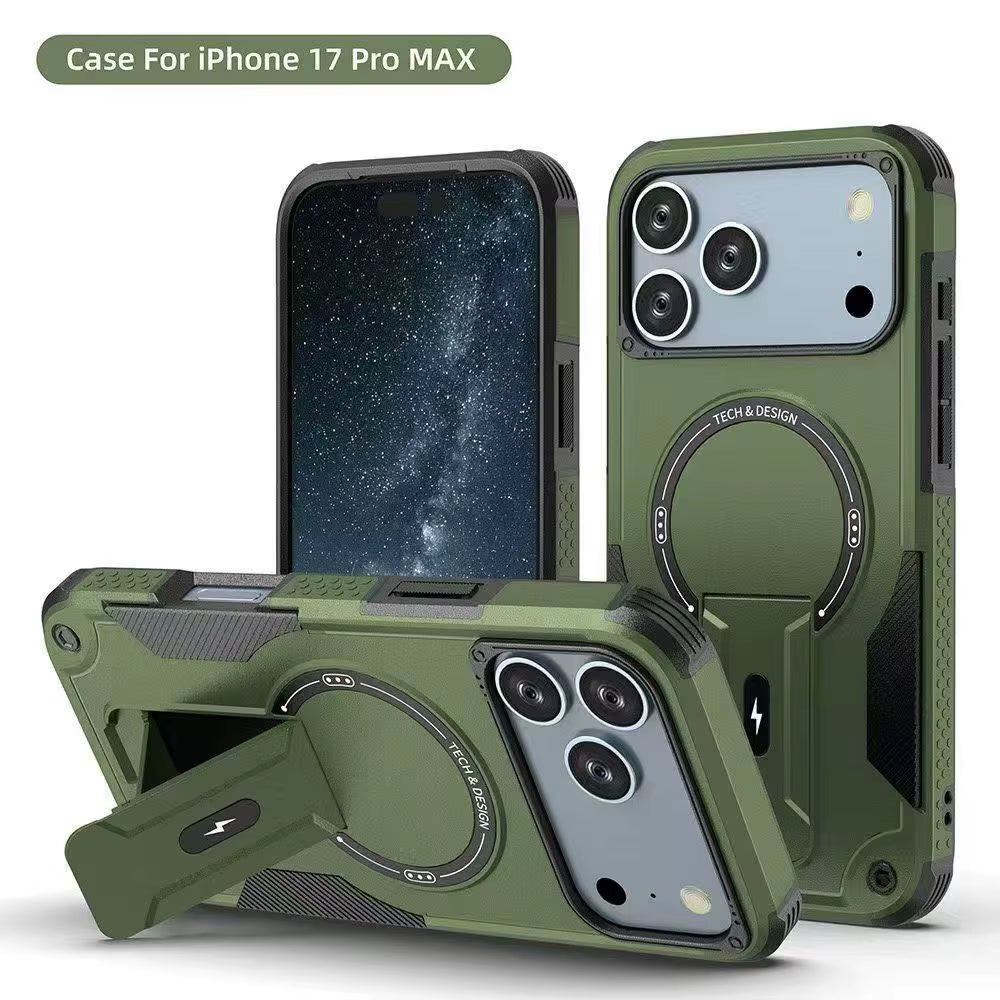 Luxury Magsafe Stand Invisible Phone Case for Iphone 17 16 15 14 11 13 12 Pro Max plus Wireless Charging Hard Anti-Fall Cover