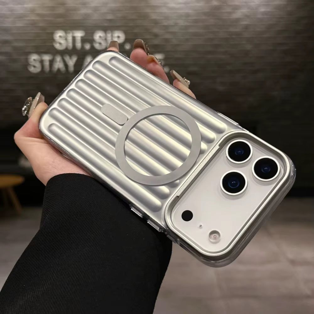Luxury Corrugated Pattern Magnetic Wireless Charge Case for Iphone 17 for Magsafe Matte Soft Back Cover